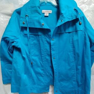 Turquoise cotton & spandex jacket